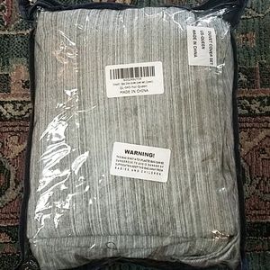 NEW Duvet Cover smoky grey stripes Queen 3 piece